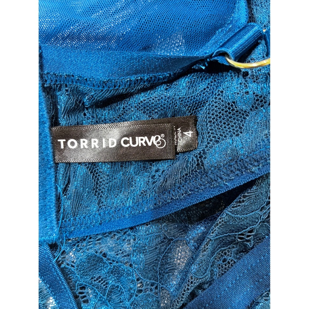 Sold. Torrid Curve Blue Lace Mesh Strappy O-Ring Caged Bodysuit Lingerie Size 4 - Picture 5 of 7
